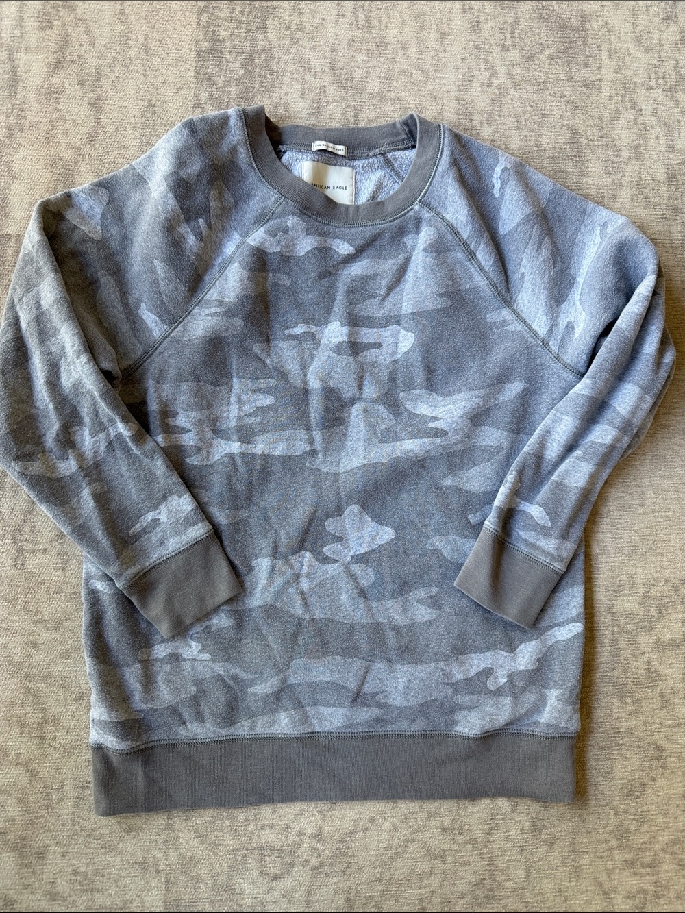 American Eagle Outfitters Grey Camouflage Crewneck Sweatshirt